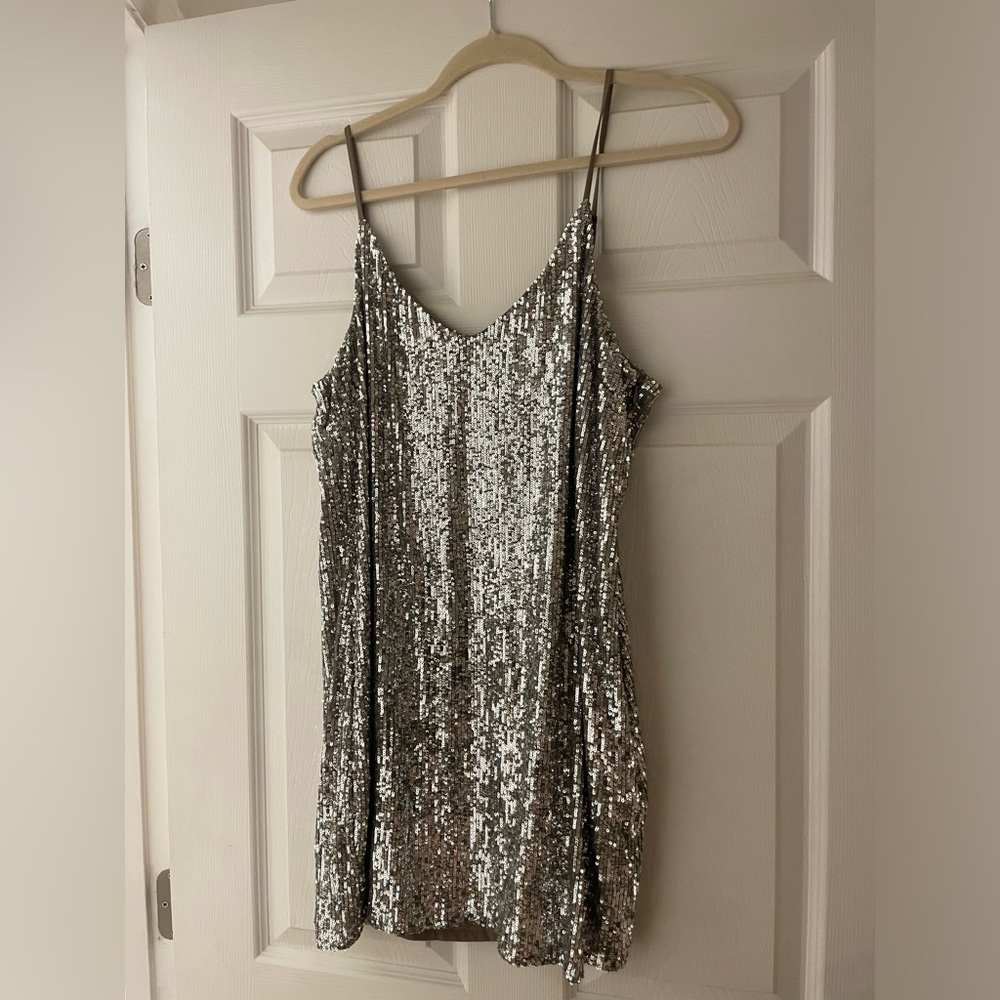 Silver Sequin Mini Dress Size L